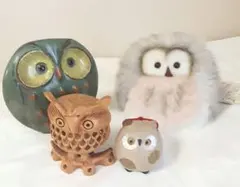 フクロウ置物 4点セット