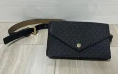 【美品】MICHAEL KORS モノグラム ウエストポーチ ブラック