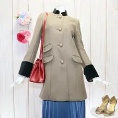 PAUL＆JOE ナポレオンコート S カーキ×ブラック スタンドカラーのサムネイル