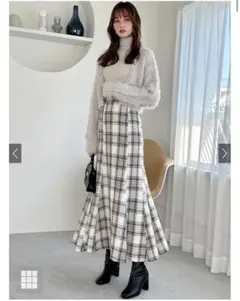 チェック柄ツイードマーメイドスカート[gc230]