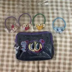 エンジェルブルー デニム風刺繍ポーチ 髪ゴムまとめ売り