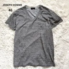 ジョセフオム リネン混 日本製 VネックニットTシャツ 46 麻 グレー Mのサムネイル