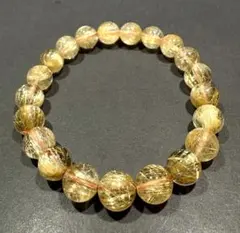 高透明・極太金針】ゴールドタイチンルチルブレスレット 10mm 内径17cm 