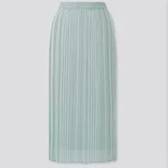 UNIQLO シフォンプリーツナロースカート　グリーン　S