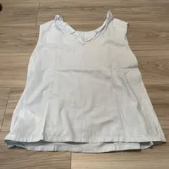 値下げイエナ　IENAフリル付きライトブルーのノースリーブトップス
