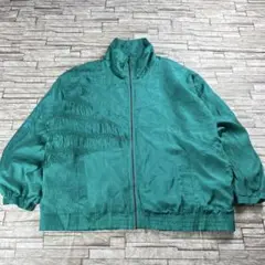 80s シルク100% ヴィンテージジャケット グリーン 刺繍柄デザイン レア