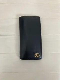 【Gucci】グッチ レザー GGマーモント 長財布 ブラック