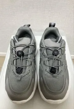 フェリシモ リブ イン コンフォート ドロストスニーカー 厚底 M グレー