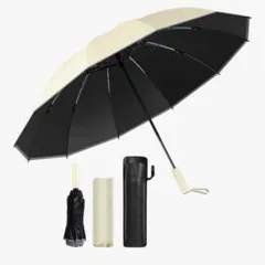 広幅105cm❗️逆折り式 10本骨 折りたたみ傘 ワンタッチ 自動開閉 黒 台風