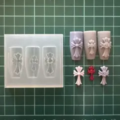 シリコンモールド ローズ・クロス型 クロムパーツ クロムモールド　Y2Kネイル