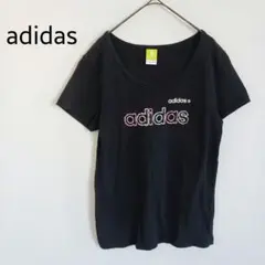 アディダス adidas ロゴプリント半袖Tシャツ スポーツ 綿100% 黒