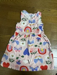 蝶と虹のノースリーブワンピース 2-4歳