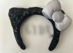 USJ ユニバ　キティー　スパンコール カチューシャ 黒 シルバー