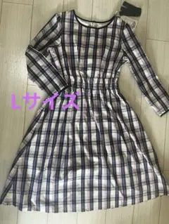 め*そ様 Couture Brooch チェック柄 長袖 膝丈ワンピース