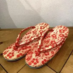 赤 梅柄　草履 大正ロマン