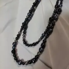 natural beauty　2連ネックレス　ブラックとグレー系のパール　軽量