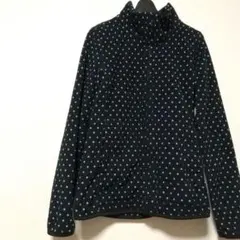 UNIQLO＊フリース ジャケット／M／レディース／黒 × 白の水玉模様