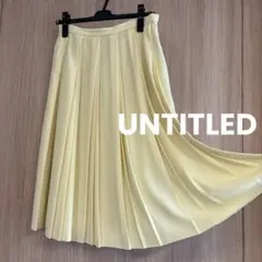 【美品】アンタイトル　UNTITLED イエロー　ひざ丈　プリーツ　スカート M