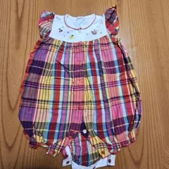 familiar チェック柄ロンパース 70