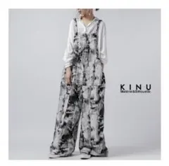 ANTIQUA モノクロ アートプリント サロペット