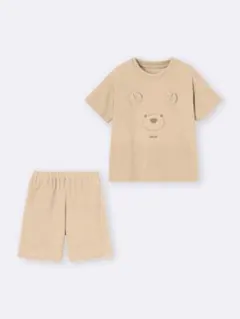 GU KIDS パイルラウンジセット 半袖ルームウェア パジャマ 140 くま