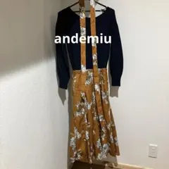 andemiu ニットワンピース 花柄スカート