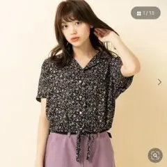 ems excite 小花柄 半袖花柄開襟シャツ