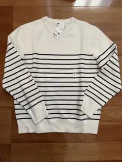 UNIQLO オフホワイト ストライプ ニット L
