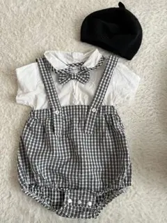 ベビーロンパース、春セレモニードレス 帽子付き