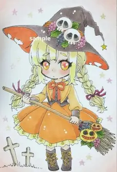 手描きイラスト　原画　ハガキサイズ