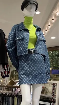 ネイビー クロップドジャケット スカートセットアップ本日限定お値下げ