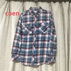 coen チェック柄 長袖シャツ L