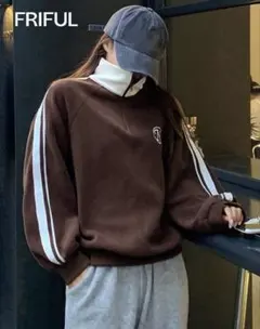 FRIFUL ハーフジップ スウェット ブラウンのサムネイル