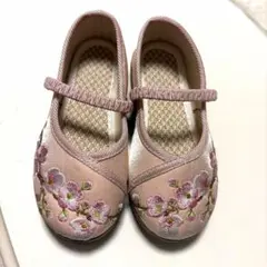 子供用 花柄 フォーマルシューズ ピンク