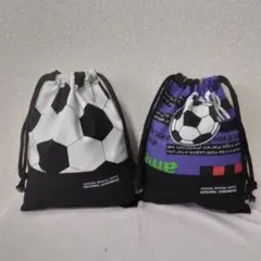 巾着袋 2枚セット サッカーボール柄 コップ袋 給食袋 - メルカリ