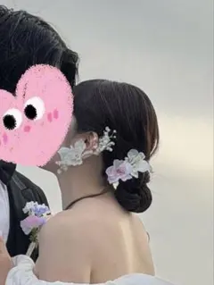 ウェディングヘッドドレス用造花セット　フラワー　イヤーカフ　イヤリング