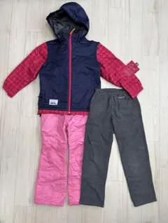 子ども用スキーウェアセット ネイビー/赤/ピンク　130 スウェット付き