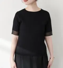 natural couture 袖口シアーニットのサムネイル