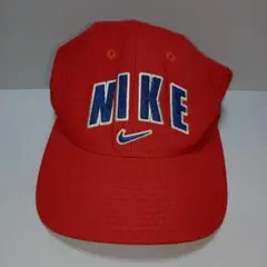 NIKEナイキ廃盤90sビンテージ縦NIKEロゴキャップCAPレッド中古品
