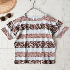 リップスター 半袖カットソー Tシャツ トップス ボヘミアン Y2K 綿 花柄のサムネイル