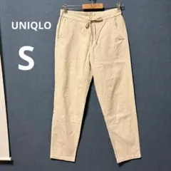 美品 UNIQLO S ベージュ リネンコットン イージーパンツ テーパード