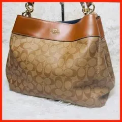 【最終セール】COACH シグネチャー　レザー ハンドバッグ ブラウン コーチ