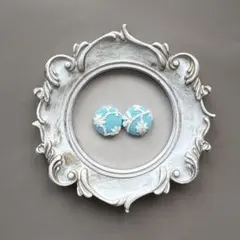 EW-10 七五三　着物リメイク　イヤリング　水色　アンティーク　髪飾り　レトロ