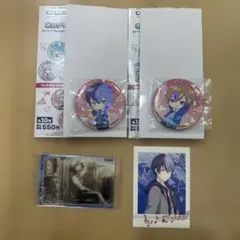 プロセカ　 東雲彰人、青柳冬弥　ローソンコラボ缶バッジ、ぱしゃこれ、カード