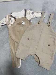 ミッフィーロンパース80 オーバーオール80のセット