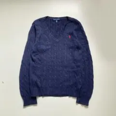 RalphLauren ラルフローレン ケーブルニット コットンニット Vネック