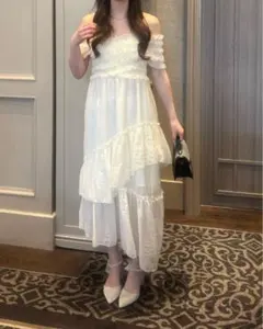 リリーブラウン LILY BROWN ティアードフリルキャミワンピース白0 新品