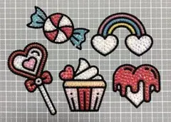 デコうちわ パーツ 赤 5点セット