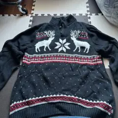 CIAPS 黒 鹿柄 ニットセーター L/G