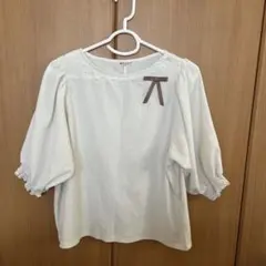 【匿名配送】axes ホワイト五分袖カットソー　FreeSize